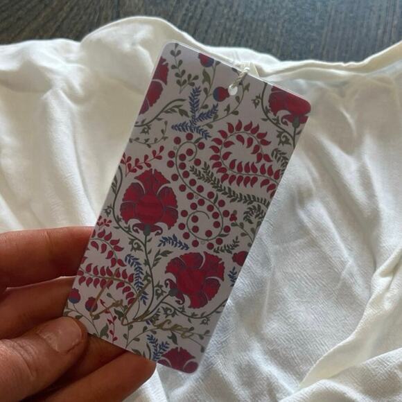 NWT Toluca Maria Tie Front Linen Swimwear Cover Up Short Sleeve Ivory Size S - Picture 3 of 7